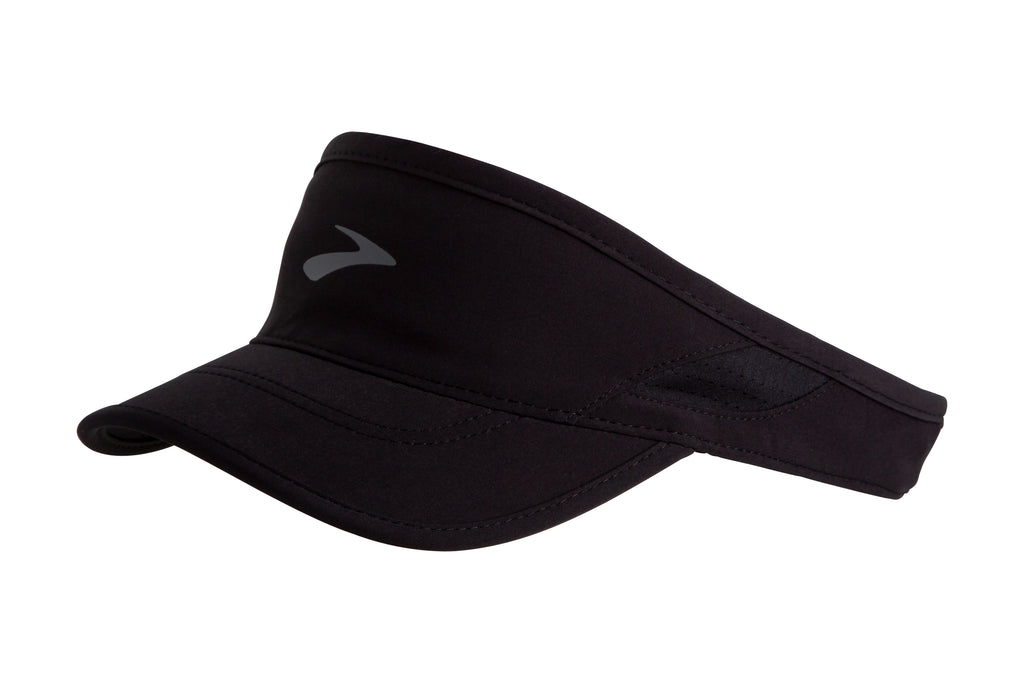 Unisex Brooks Chase Visor. Black. Front view.