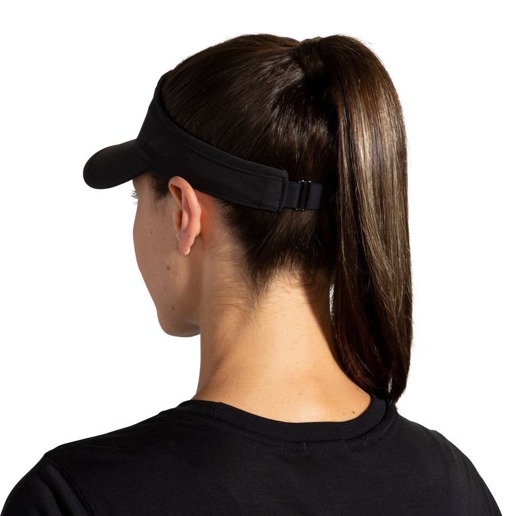 Unisex Brooks Chase Visor. Black. Rear view.