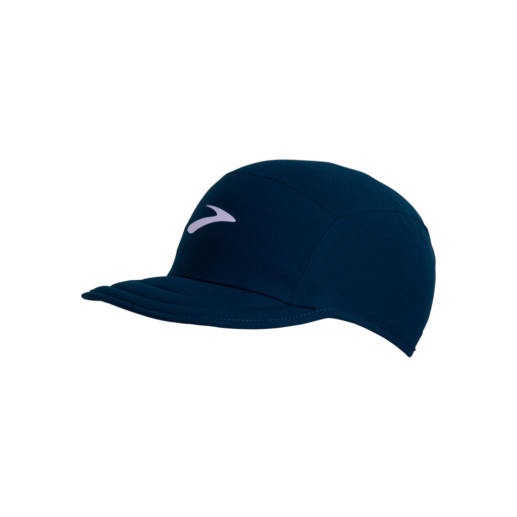 Brooks Unisex Packable Hat. Dark Blue. Front view.