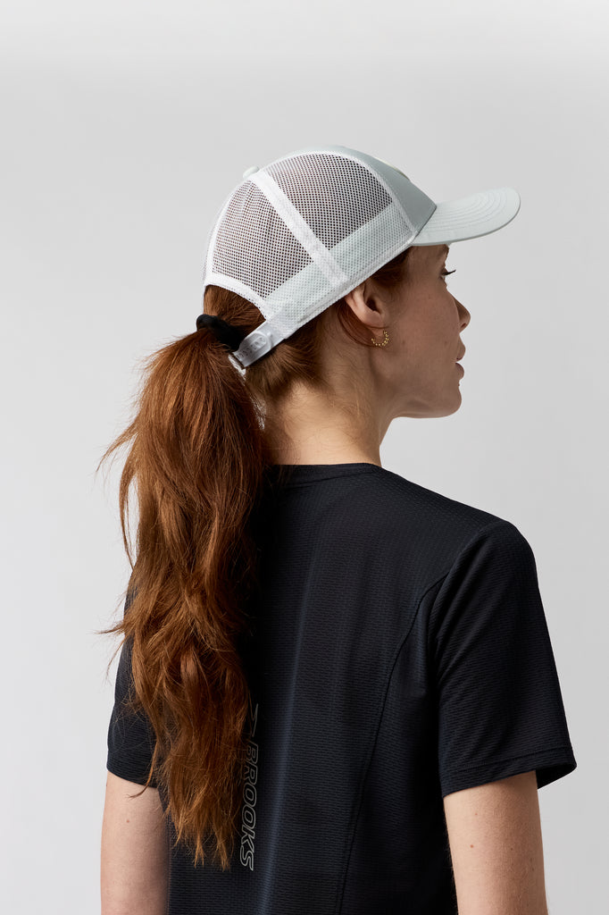 Brooks Surge Trucker Hat. White.