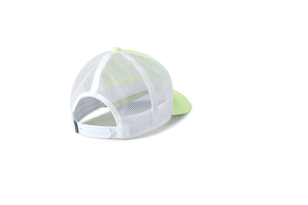 Brooks Surge Trucker Hat. Yellow/White. Rear view.