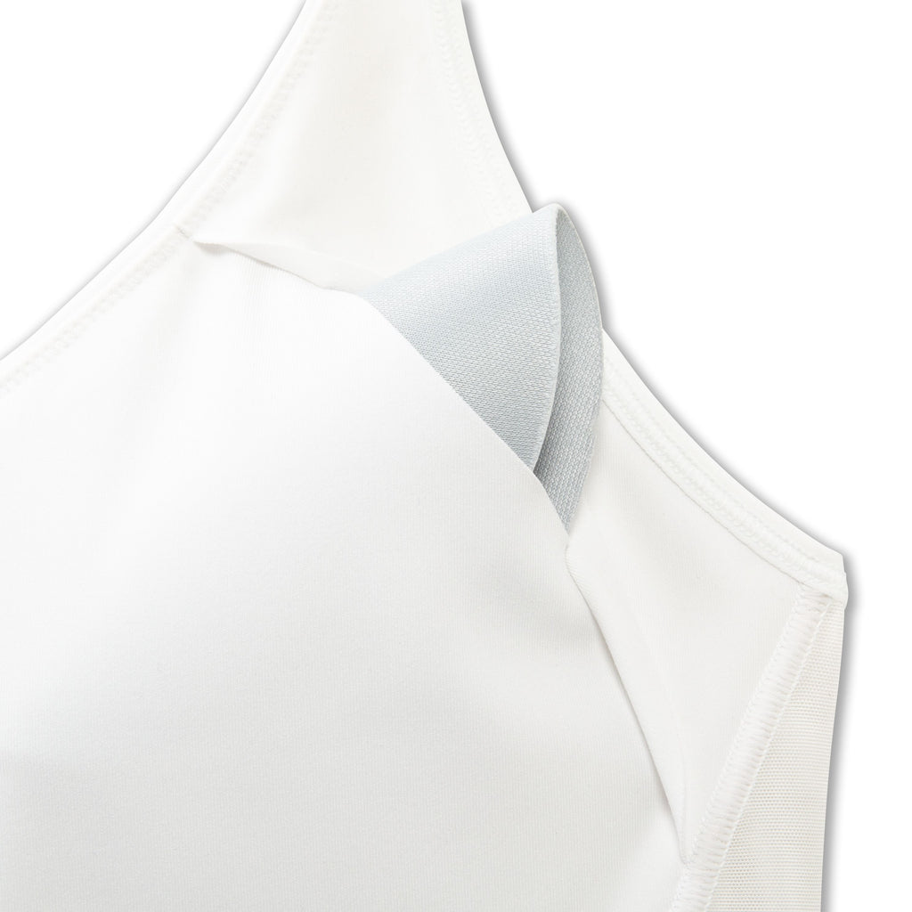 Women's Brooks Plunge 3.0 Sports Bra. White. Front view.