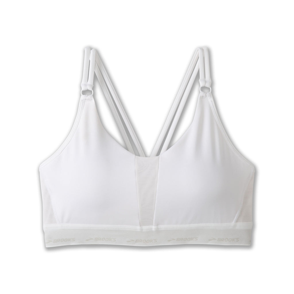 Women's Brooks Plunge 3.0 Sports Bra. White. Front view.