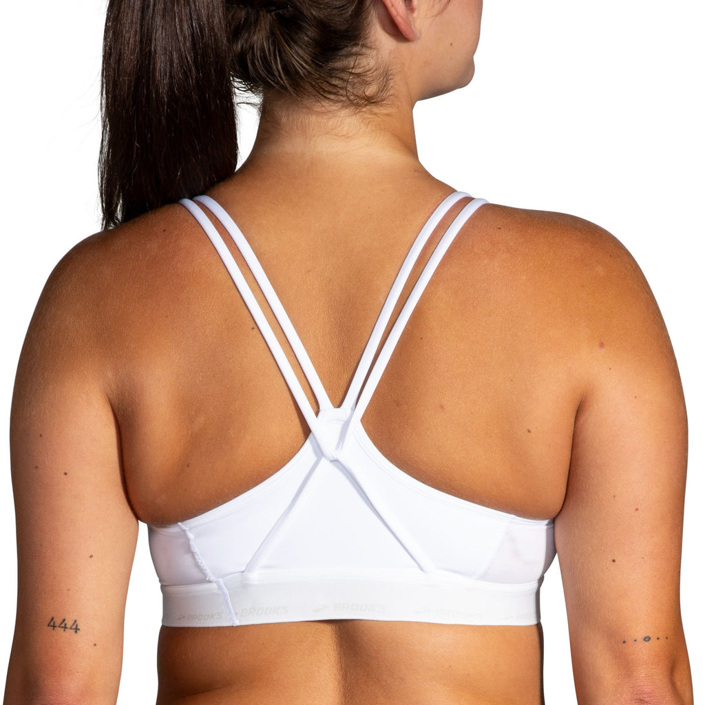 Women's Brooks Plunge 3.0 Sports Bra. White. Rear view.