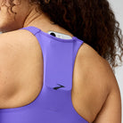 Women's Brooks Luxe Pocket Sports Bra in Violet, detail view