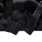 Women's Brooks Convertible 2.0 Sports Bra in Black, clasp detail.
