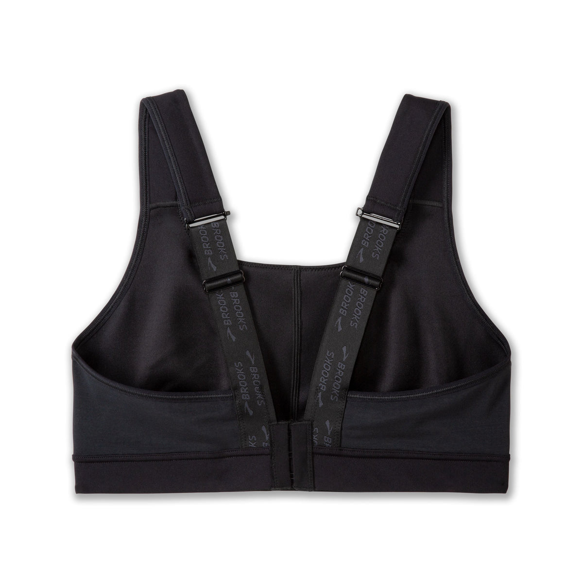 Women's Brooks Convertible 2.0 Sports Bra in Black, lifestyle back view.