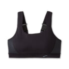 Women's Brooks Convertible 2.0 Sports Bra in Black, lifestyle front view.