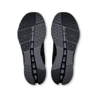 Men's On Cloudsurfer 2. Black upper. Black midsole. Bottom view.