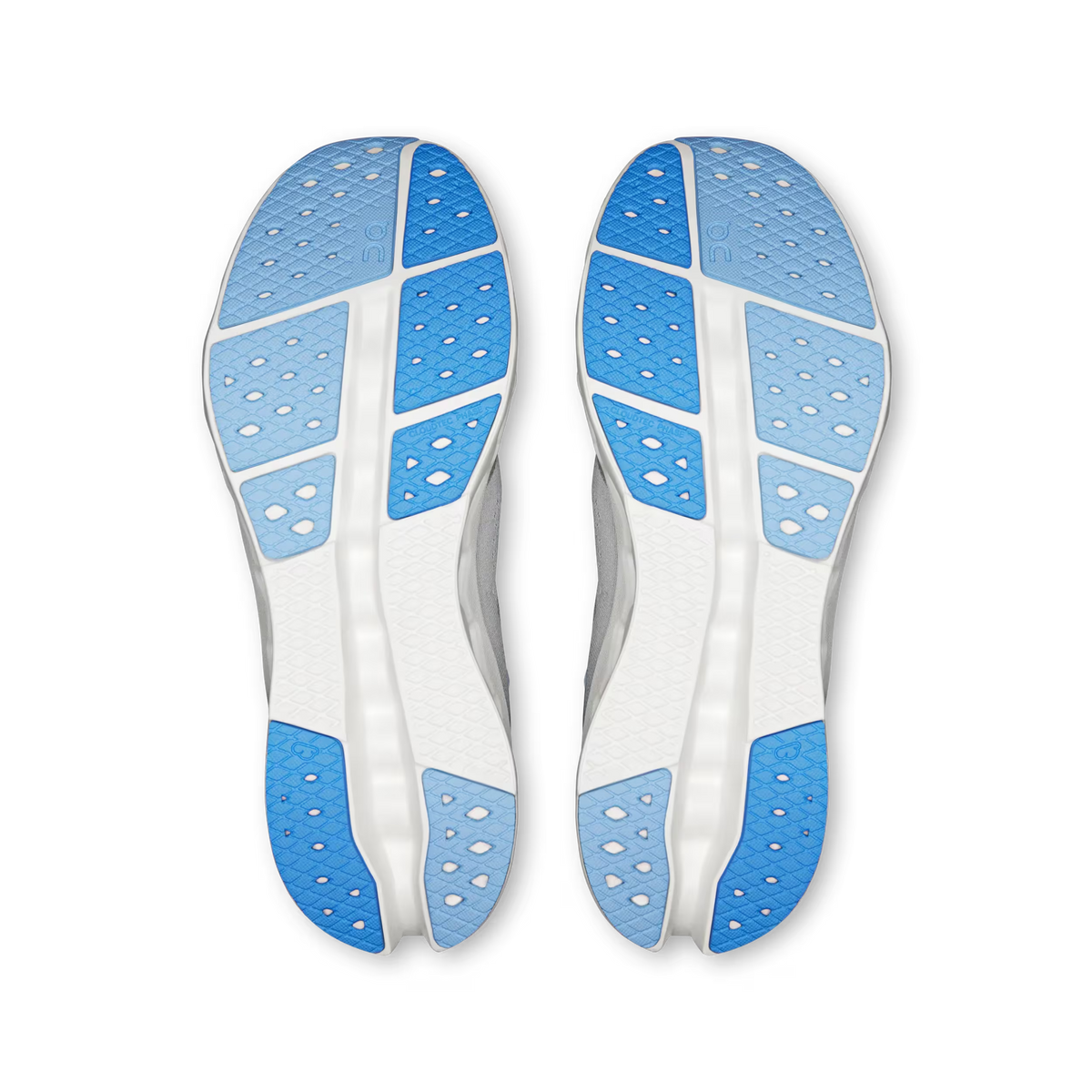 Men's On Cloudsurfer 2. Light Grey upper. White midsole. Bottom view.