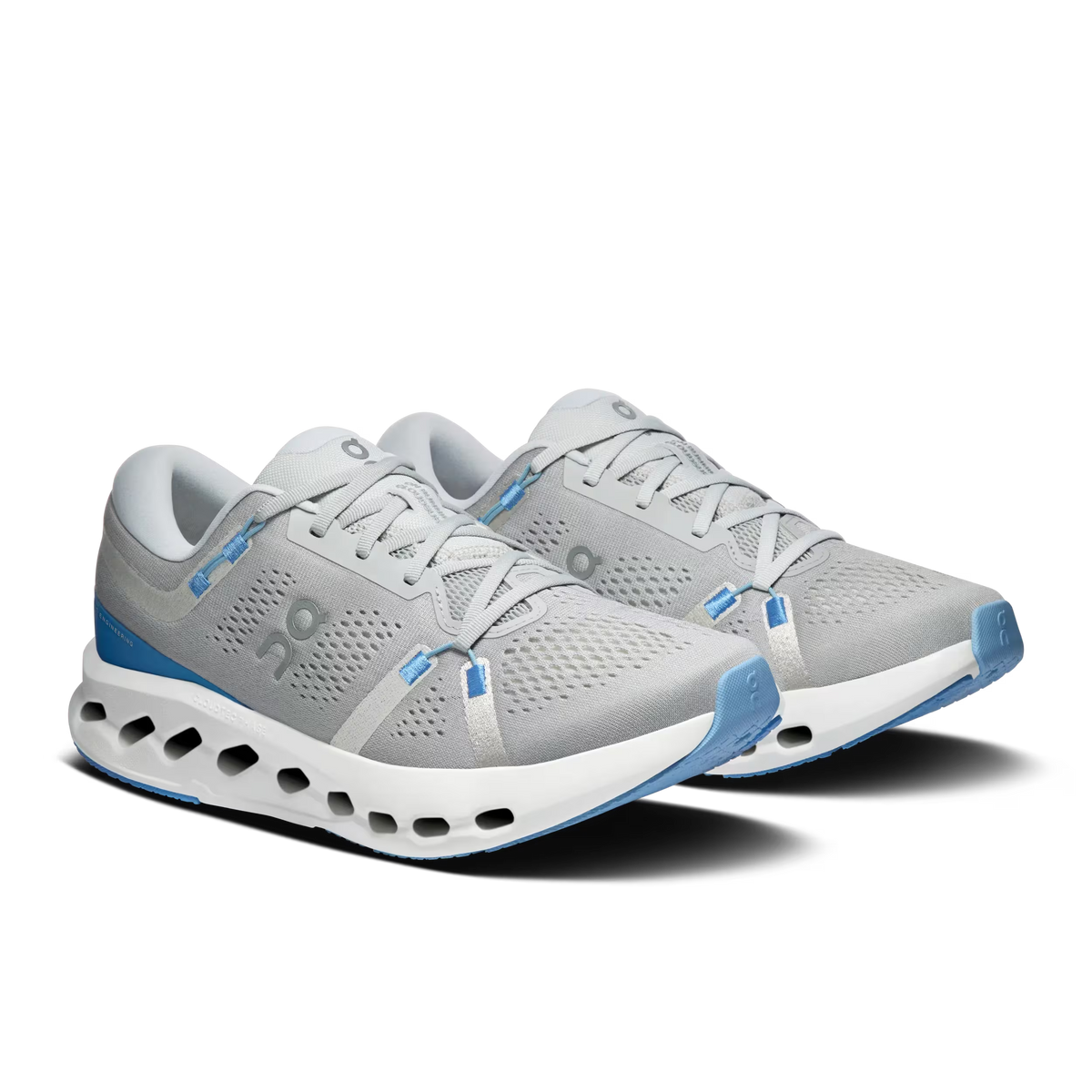 Men's On Cloudsurfer 2. Light Grey upper. White midsole. Lateral view.