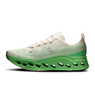 Men's On Running Cloudsurfer Max. White/Green upper. Green midsole. Medial view.