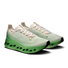 Men's On Running Cloudsurfer Max. White/Green upper. Green midsole. Lateral view.