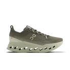 Men's On Running Cloudsurfer Max. Tan upper. Off White midsole. Lateral view.