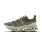 Men's On Running Cloudsurfer Max. Tan upper. Off White midsole. Medial view.