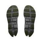 Men's On Running. Cloudmonster 3. Dark Green upper. Dark Grey midsole. Bottom view.