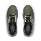 Men's On Running. Cloudmonster 3. Dark Green upper. Dark Grey midsole. Top view.