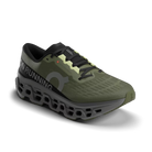 Men's On Running. Cloudmonster 3. Dark Green upper. Dark Grey midsole. Lateral view.