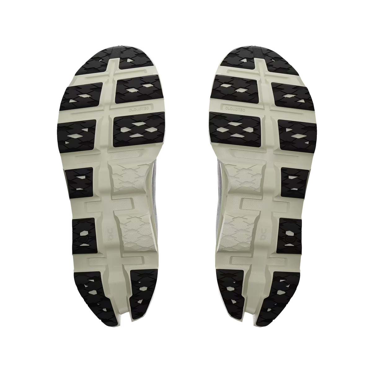 Men's On Running. Cloudmonster 3. Grey upper. Off White midsole. Bottom view.