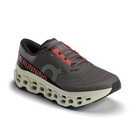 Men's On Running. Cloudmonster 3. Grey upper. Off White midsole. Lateral view.
