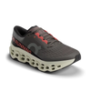 Men's On Running. Cloudmonster 3. Grey upper. Off White midsole. Lateral view.