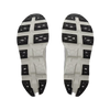 Men's On Running. Cloudmonster 3. Grey upper. Off White midsole. Bottom view.