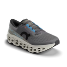 Men's On Running. Cloudmonster 3. Grey upper. Off White midsole. Lateral view.