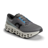 Men's On Running. Cloudmonster 3. Grey upper. Off White midsole. Lateral view.