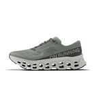Men's On Running. Cloudmonster 3. Grey upper. Off White midsole. Medial view.