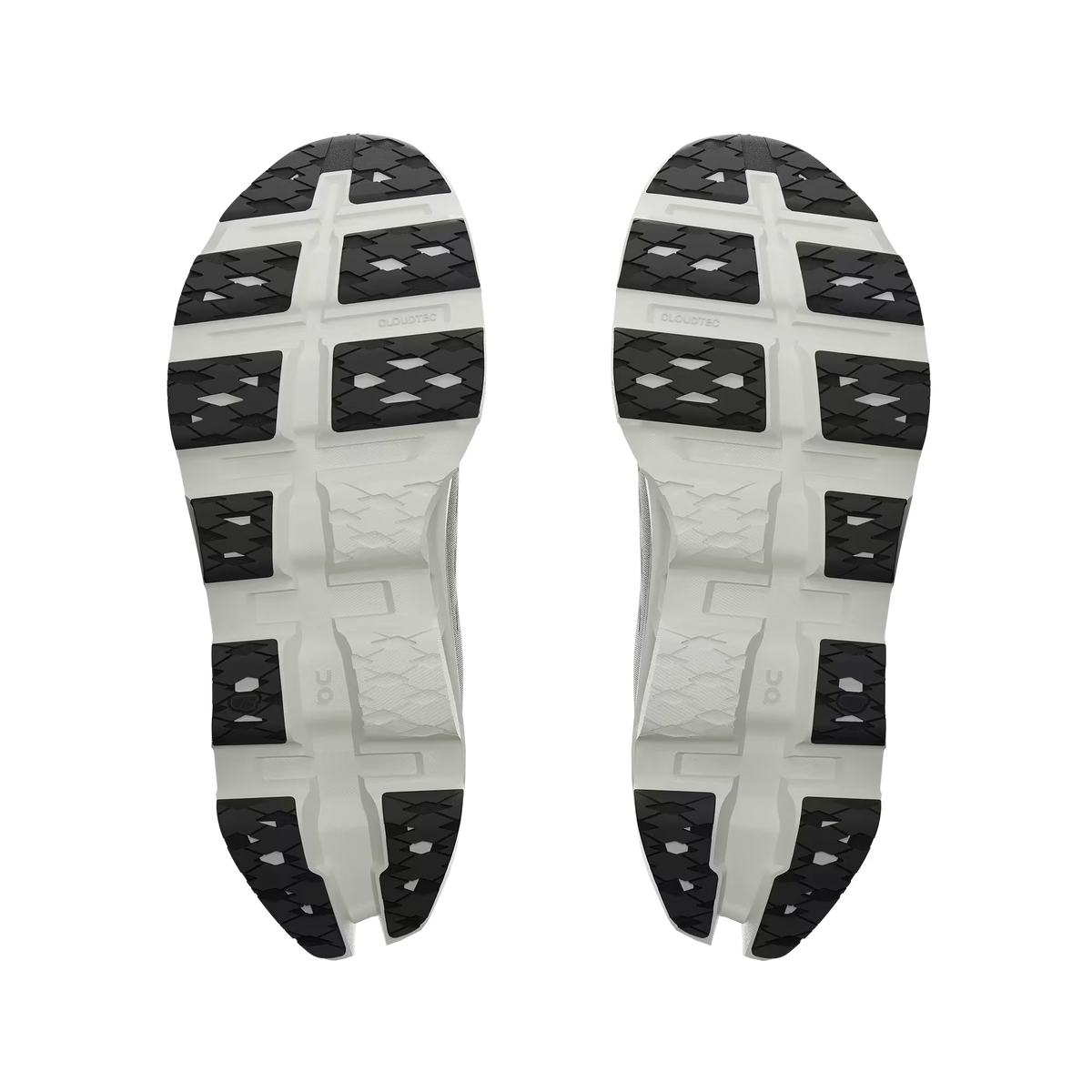 Men's On Running. Cloudmonster 3. Grey upper. Off White midsole. Bottom view.