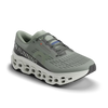 Men's On Running. Cloudmonster 3. Grey upper. Off White midsole. Lateral view.