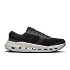Men's On Running Cloudrunner 3. Black upper. White midsole. Lateral view.