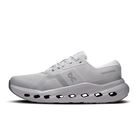 Men's On Running Cloudrunner 3. Light Grey upper. White midsole. Medial view.