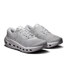 Men's On Running Cloudrunner 3. Light Grey upper. White midsole. Lateral view.