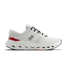 Men's On Running Cloudrunner 3. White upper. White midsole. Lateral view.