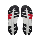 Men's On Running Cloudrunner 3. White upper. White midsole. Bottom view.