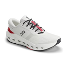 Men's On Running Cloudrunner 3. White upper. White midsole. Lateral view.