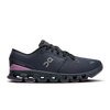 Women's On Running. Cloud X4. Dark Navy upper. Dark Navy midsole. Lateral view.