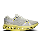 Women's On Cloudsurfer 2. Grey upper. Yellow midsole. Lateral view.