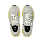 Women's On Cloudsurfer 2. Grey upper. Yellow midsole. Top view.