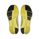 Women's On Cloudsurfer 2. Grey upper. Yellow midsole. Bottom view.