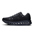 Women's On Cloudsurfer 2. Black upper. Black midsole. Medial view.