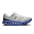 Women's On Cloudsurfer 2. White upper. Blue midsole. Lateral view.