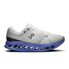 Women's On Cloudsurfer 2. White upper. Blue midsole. Lateral view.
