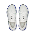 Women's On Cloudsurfer 2. White upper. Blue midsole. Top view.