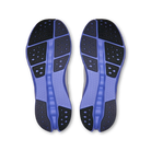Women's On Cloudsurfer 2. White upper. Blue midsole. Bottom view.