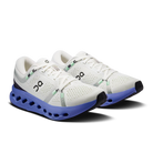 Women's On Cloudsurfer 2. White upper. Blue midsole. Lateral view.