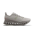Women's On Running. Cloudsurfer Max. Light Grey upper. Grey midsole. Lateral view.