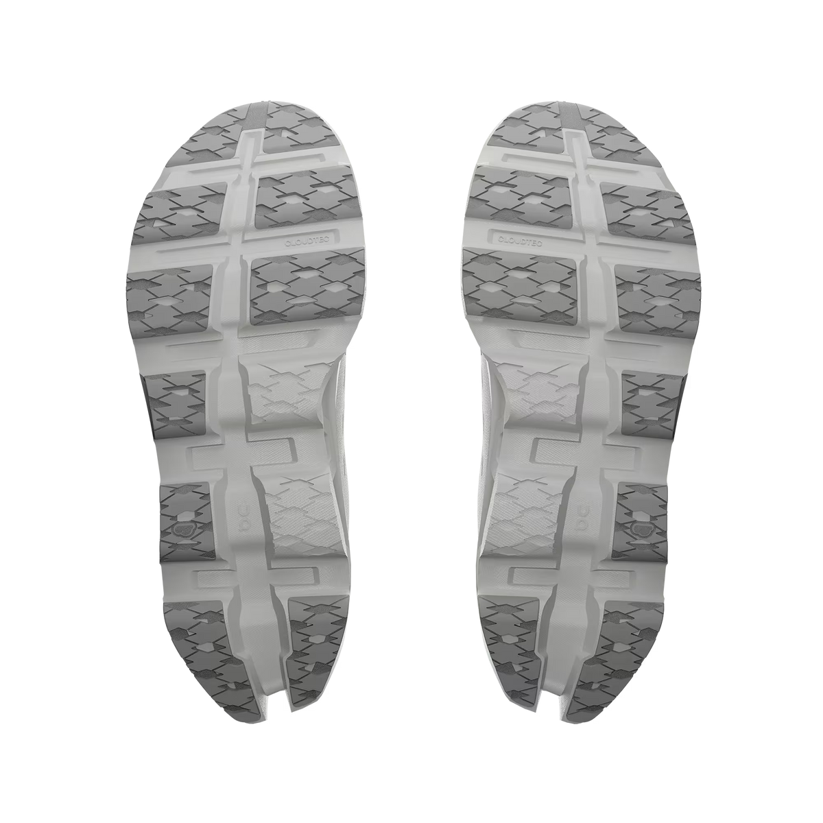 Women's On Running. Cloudmonster 3. White upper. White midsole. Bottom view.