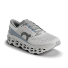 Women's On Running. Cloudmonster 3. White upper. White midsole. Lateral view.